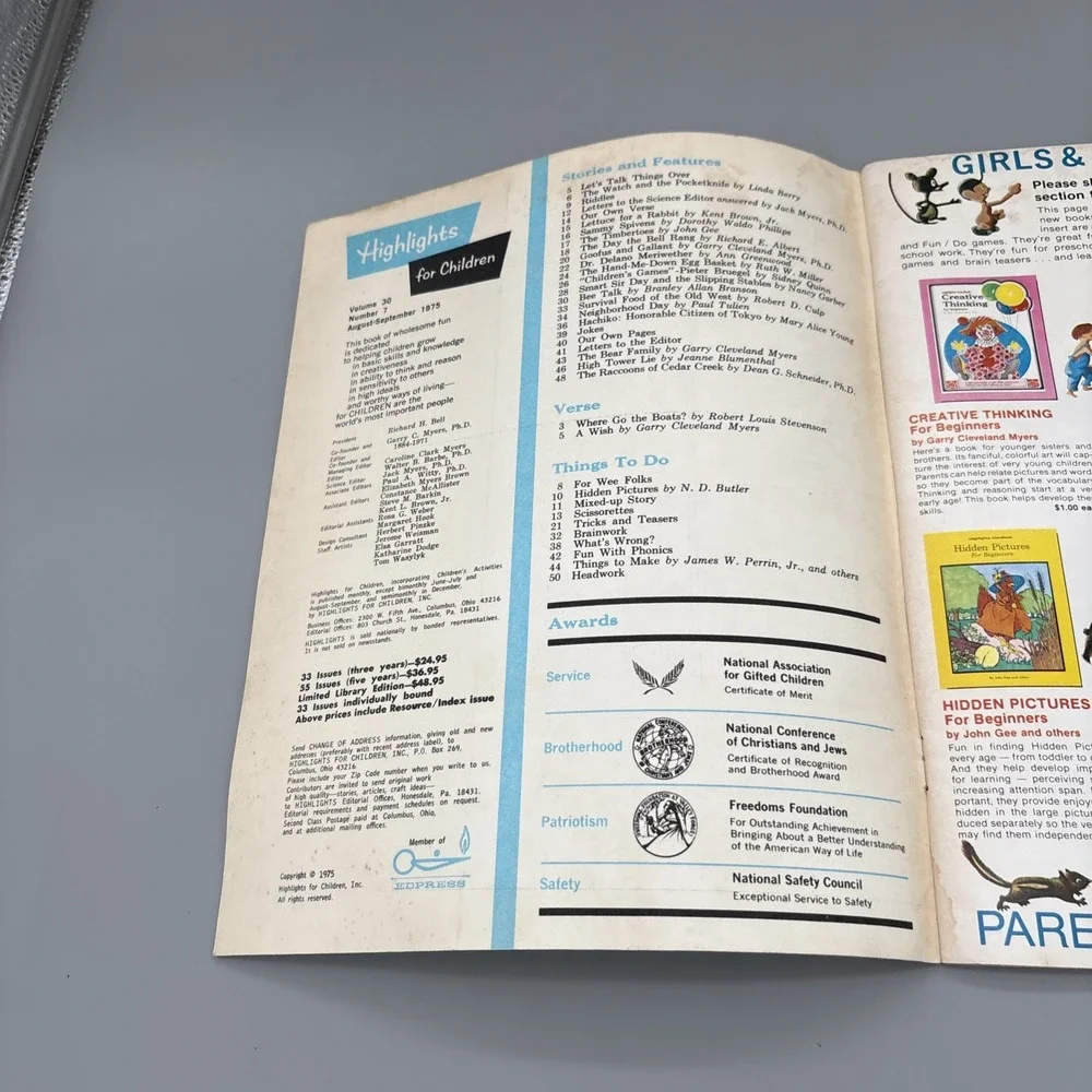 Highlights For Children Activities Magazine‎ Vintage August September 1975